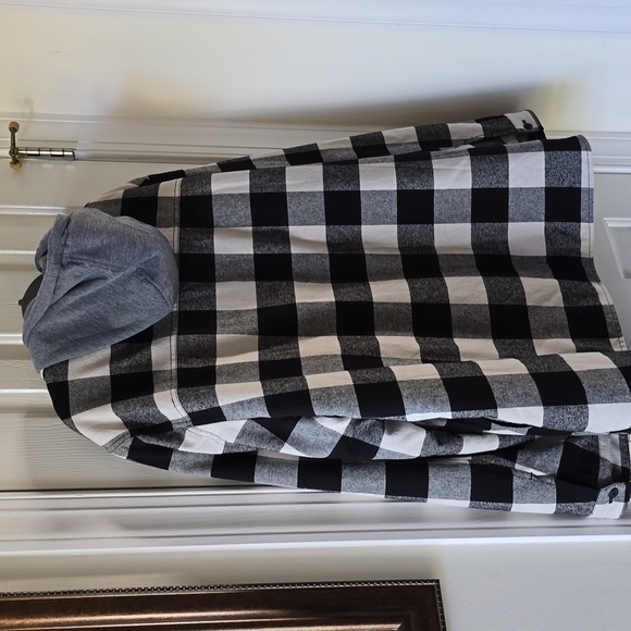 LEVI'S BRAND MENS BLACK & WHITE CHECKERED HOODED FLANNEL JACKET SIZE XXL - Picture 11 of 16